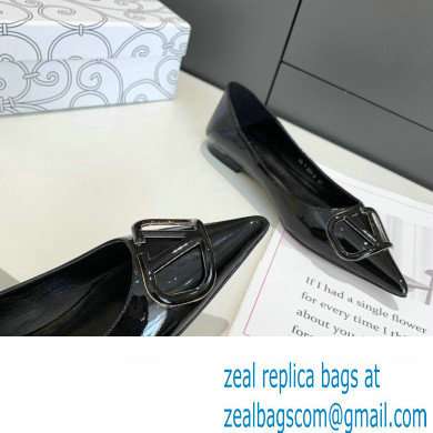 Valentino VLogo Signature Ballet Flats Patent Black