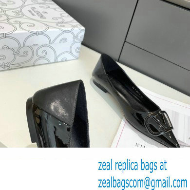 Valentino VLogo Signature Ballet Flats Patent Black
