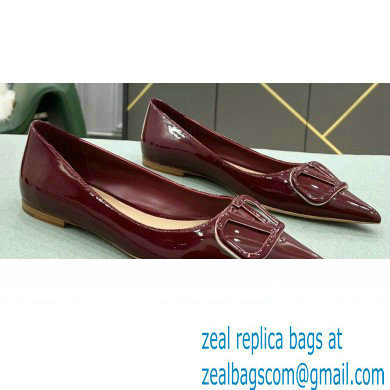 Valentino VLogo Signature Calfskin Ballet Flats Patent Burgundy