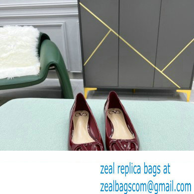 Valentino VLogo Signature Calfskin Ballet Flats Patent Burgundy