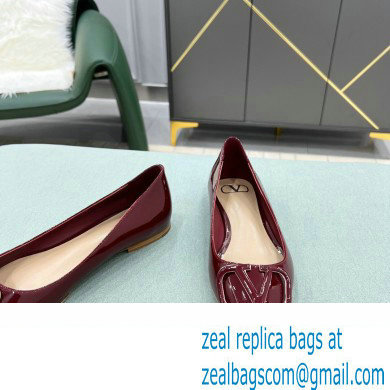 Valentino VLogo Signature Calfskin Ballet Flats Patent Burgundy
