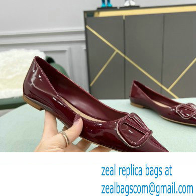 Valentino VLogo Signature Calfskin Ballet Flats Patent Burgundy