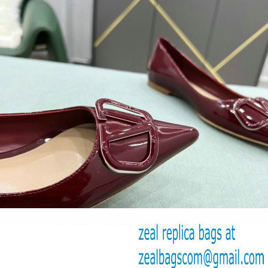 Valentino VLogo Signature Calfskin Ballet Flats Patent Burgundy