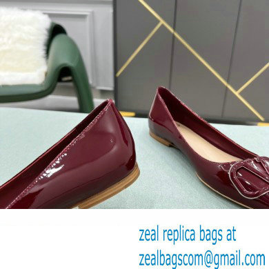Valentino VLogo Signature Calfskin Ballet Flats Patent Burgundy
