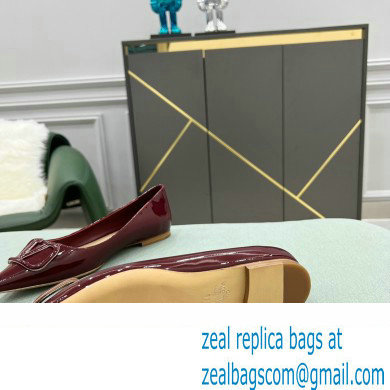 Valentino VLogo Signature Calfskin Ballet Flats Patent Burgundy