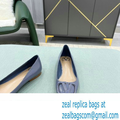 Valentino VLogo Signature Calfskin Ballet Flats Patent Dusty Blue