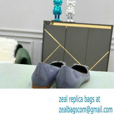 Valentino VLogo Signature Calfskin Ballet Flats Patent Dusty Blue