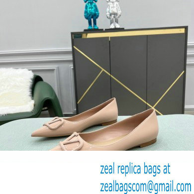 Valentino VLogo Signature Calfskin Ballet Flats Patent Nude