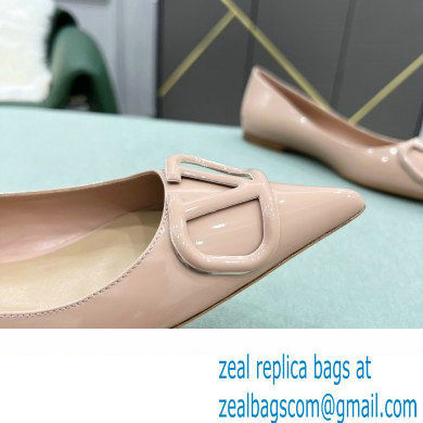 Valentino VLogo Signature Calfskin Ballet Flats Patent Nude