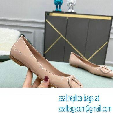 Valentino VLogo Signature Calfskin Ballet Flats Patent Nude