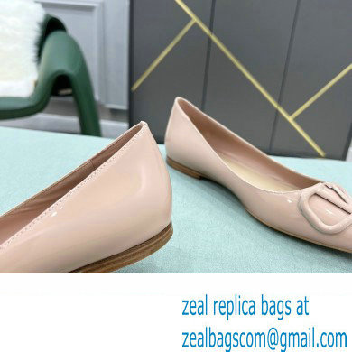 Valentino VLogo Signature Calfskin Ballet Flats Patent Nude