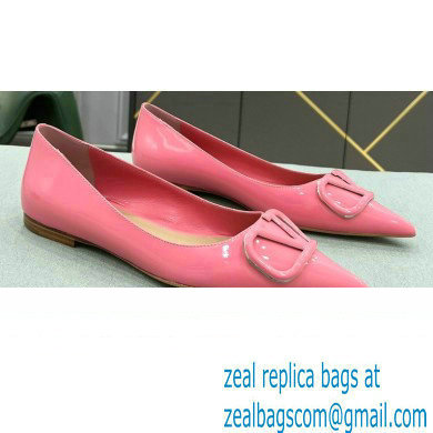 Valentino VLogo Signature Calfskin Ballet Flats Patent Pink