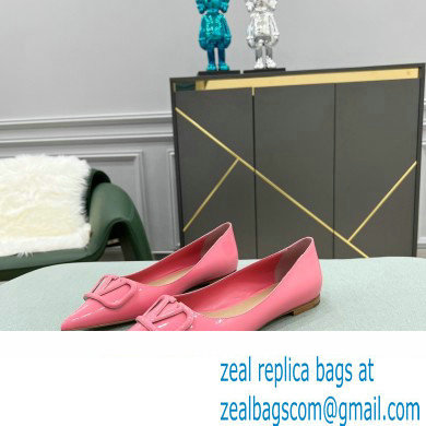 Valentino VLogo Signature Calfskin Ballet Flats Patent Pink