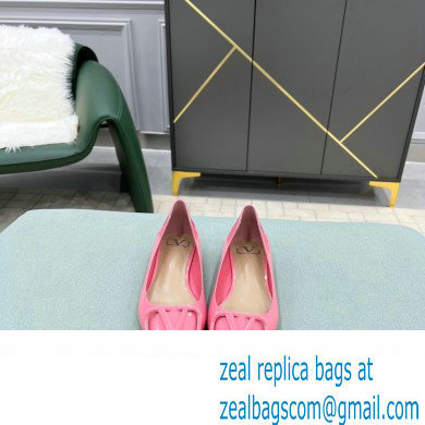 Valentino VLogo Signature Calfskin Ballet Flats Patent Pink