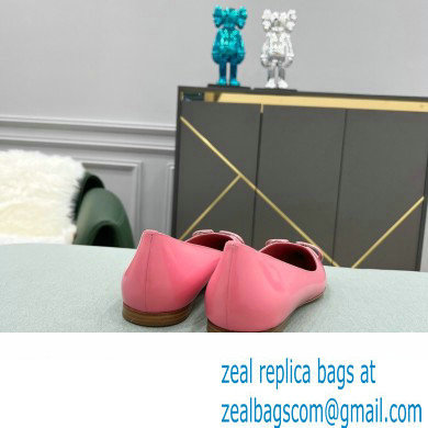 Valentino VLogo Signature Calfskin Ballet Flats Patent Pink