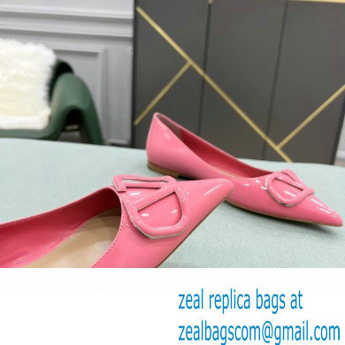 Valentino VLogo Signature Calfskin Ballet Flats Patent Pink