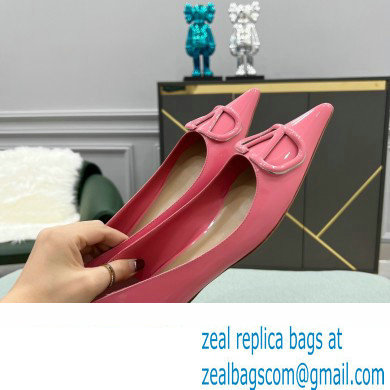Valentino VLogo Signature Calfskin Ballet Flats Patent Pink