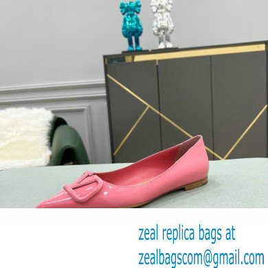 Valentino VLogo Signature Calfskin Ballet Flats Patent Pink