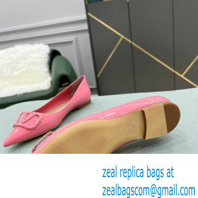 Valentino VLogo Signature Calfskin Ballet Flats Patent Pink