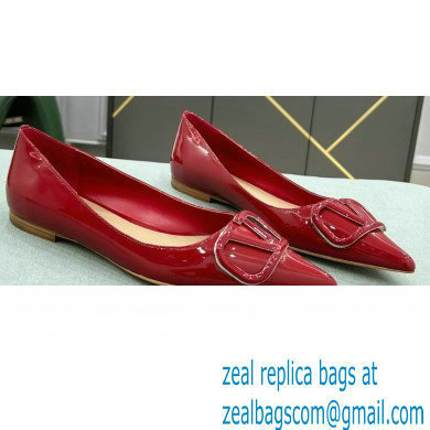 Valentino VLogo Signature Calfskin Ballet Flats Patent Red