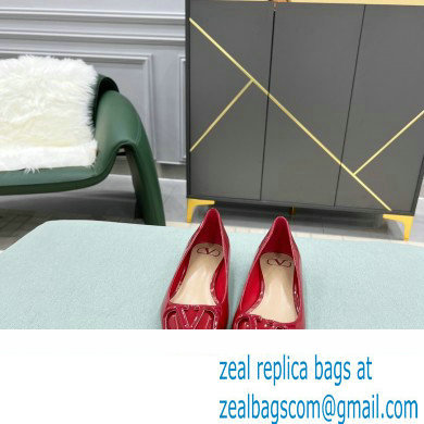 Valentino VLogo Signature Calfskin Ballet Flats Patent Red