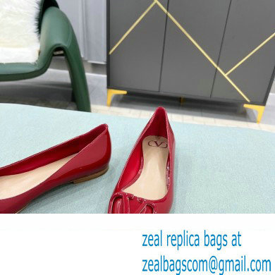 Valentino VLogo Signature Calfskin Ballet Flats Patent Red
