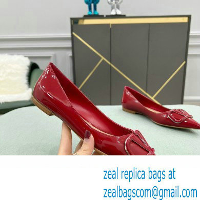 Valentino VLogo Signature Calfskin Ballet Flats Patent Red