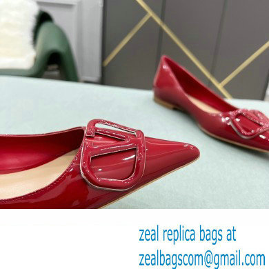 Valentino VLogo Signature Calfskin Ballet Flats Patent Red