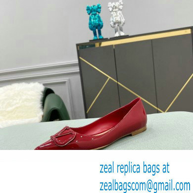 Valentino VLogo Signature Calfskin Ballet Flats Patent Red