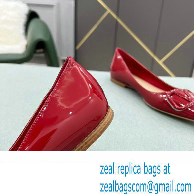 Valentino VLogo Signature Calfskin Ballet Flats Patent Red