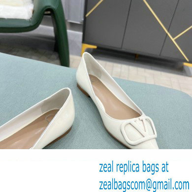 Valentino VLogo Signature Calfskin Ballet Flats Patent White
