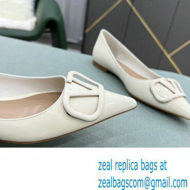 Valentino VLogo Signature Calfskin Ballet Flats Patent White