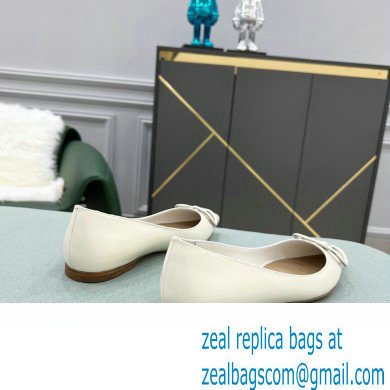 Valentino VLogo Signature Calfskin Ballet Flats Patent White