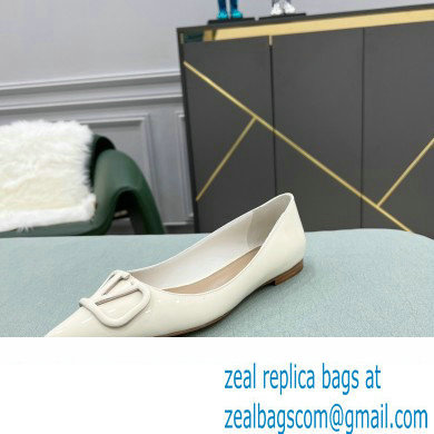 Valentino VLogo Signature Calfskin Ballet Flats Patent White