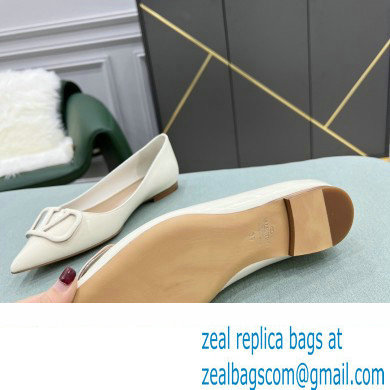 Valentino VLogo Signature Calfskin Ballet Flats Patent White