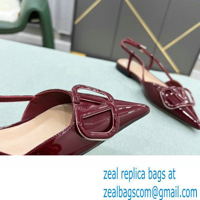 Valentino VLogo Signature Patent Leather Slingback Ballet Flats Burgundy - Click Image to Close