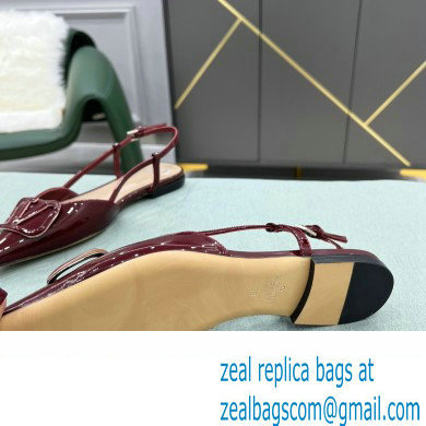 Valentino VLogo Signature Patent Leather Slingback Ballet Flats Burgundy - Click Image to Close