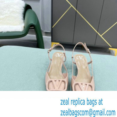 Valentino VLogo Signature Patent Leather Slingback Ballet Flats Nude