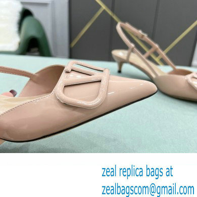 Valentino VLogo Signature Patent Leather Slingback Ballet Flats Nude