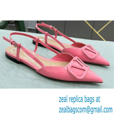 Valentino VLogo Signature Patent Leather Slingback Ballet Flats Pink - Click Image to Close