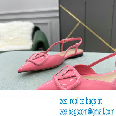 Valentino VLogo Signature Patent Leather Slingback Ballet Flats Pink