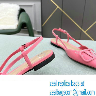 Valentino VLogo Signature Patent Leather Slingback Ballet Flats Pink
