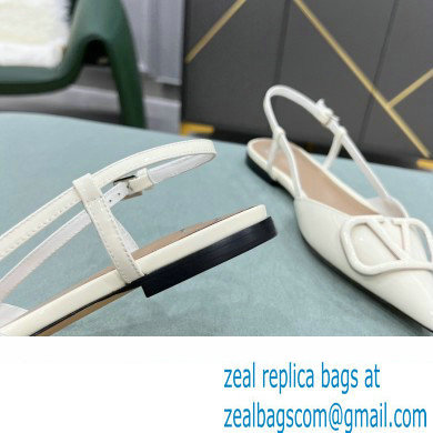 Valentino VLogo Signature Patent Leather Slingback Ballet Flats White