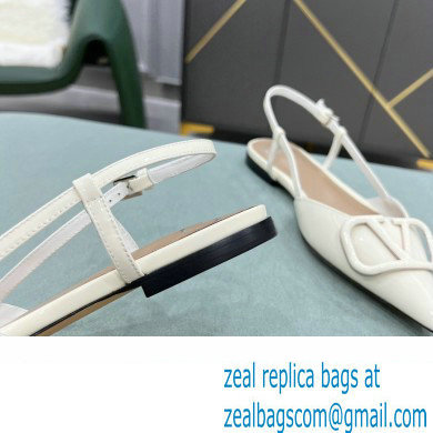 Valentino VLogo Signature Patent Leather Slingback Ballet Flats White - Click Image to Close