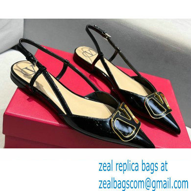 Valentino VLogo Signature Slingback Ballet Flats Black