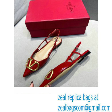 Valentino VLogo Signature Slingback Ballet Flats Red