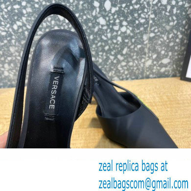 Versace Heel 7cm La Greca Signature Slingback Pumps Black 2022 - Click Image to Close