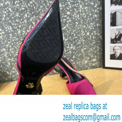 Versace Heel 7cm La Greca Signature Slingback Pumps Fuchsia 2022 - Click Image to Close