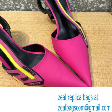 Versace Heel 7cm La Greca Signature Slingback Pumps Fuchsia 2022 - Click Image to Close