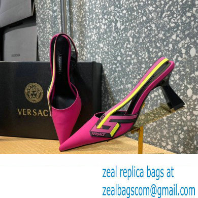 Versace Heel 7cm La Greca Signature Slingback Pumps Fuchsia 2022 - Click Image to Close